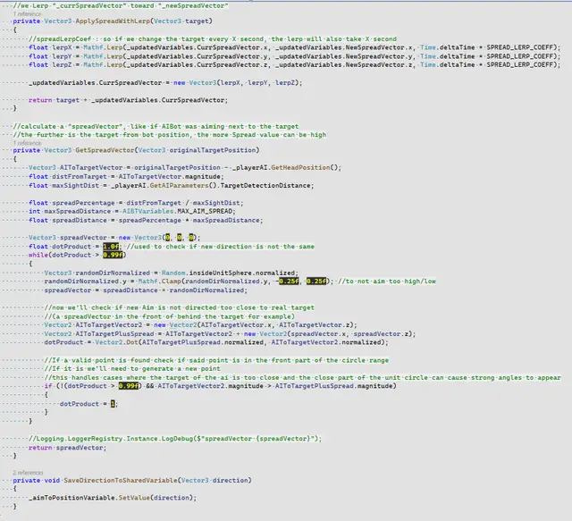 Behavior script adding a random spread when the AI misses shots